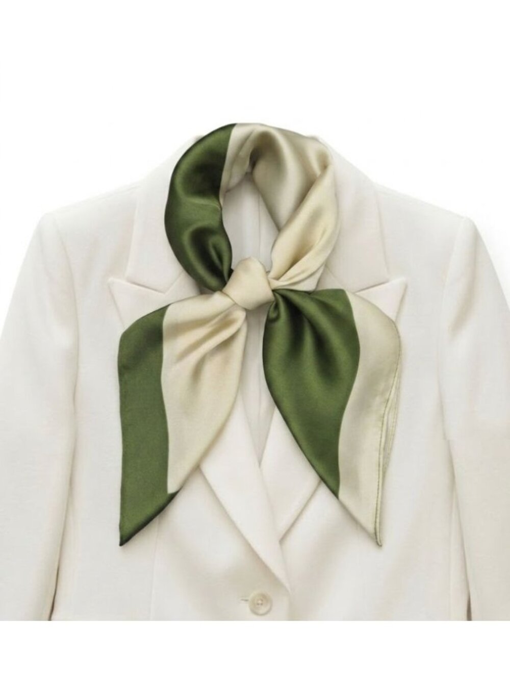 ✨Silky Satin Scarf Bandana Soft Luxury neck wrap luxurious Accessory Green Beige - Picture 2 of 6